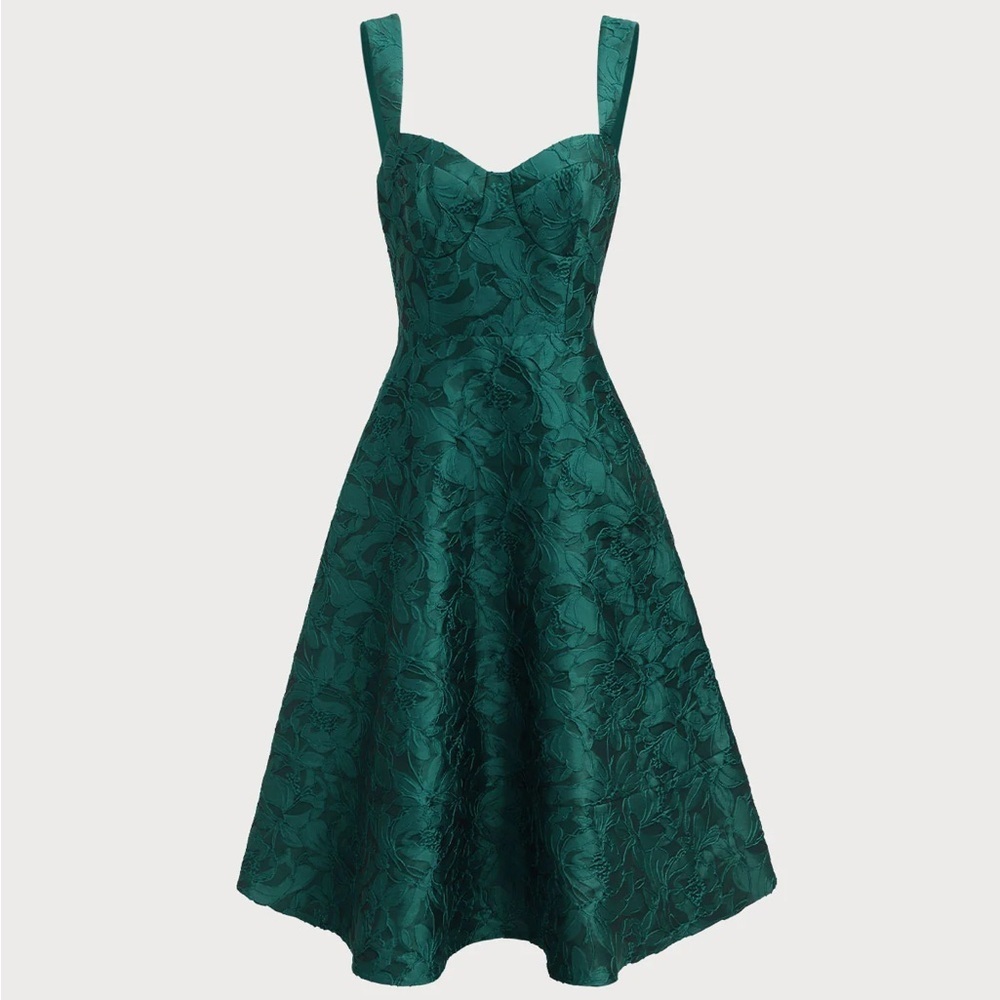 Elegant Green Floral Dress